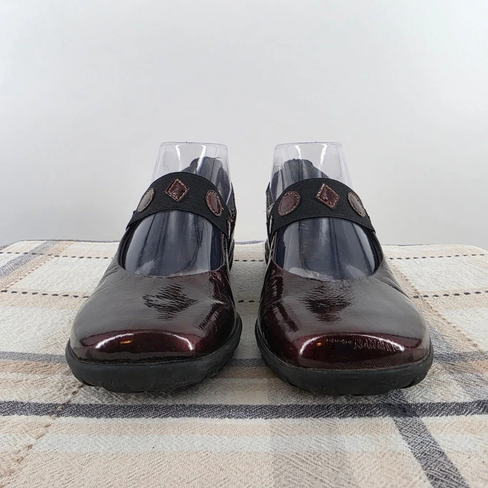Rieker Antistress Womens Burgundy Patent Leather Mary Jane Flats Shoes Size 37 - Picture 2 of 11